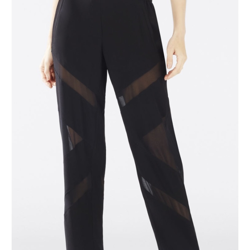 BCBG Caleb sheer panel pants